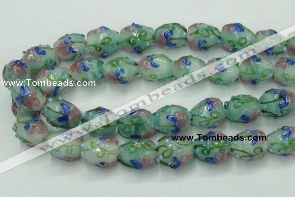 CLG826 15.5 inches 14*18mm pear lampwork glass beads wholesale