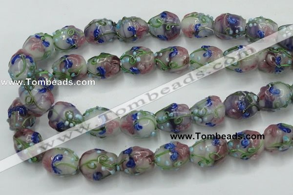 CLG827 15.5 inches 14*18mm pear lampwork glass beads wholesale