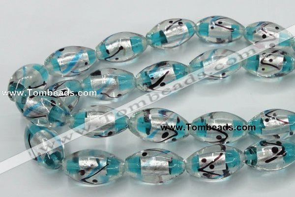 CLG857 15.5 inches 16*28mm rice lampwork glass beads wholesale