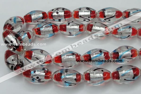 CLG858 15.5 inches 16*28mm rice lampwork glass beads wholesale