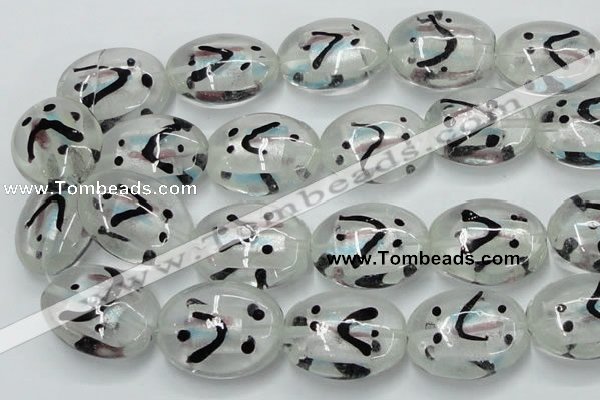 CLG860 15.5 inches 24*30mm oval lampwork glass beads wholesale