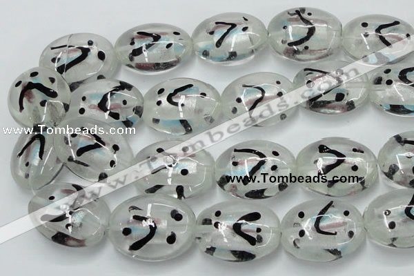 CLG860 15.5 inches 24*30mm oval lampwork glass beads wholesale