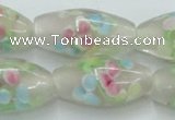 CLG865 14 inches 10*20mm rice lampwork glass beads wholesale