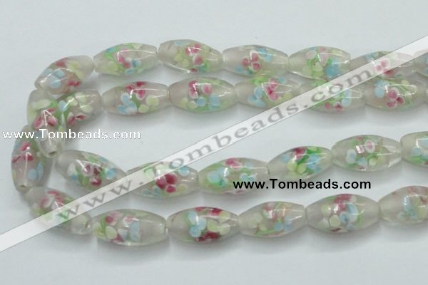 CLG865 14 inches 10*20mm rice lampwork glass beads wholesale