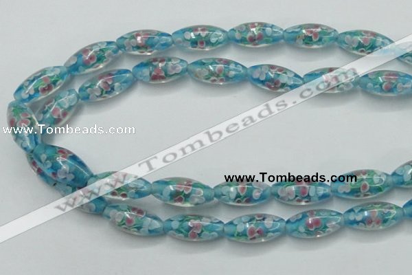 CLG866 15.5 inches 10*20mm rice lampwork glass beads wholesale