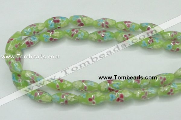 CLG867 15.5 inches 10*20mm rice lampwork glass beads wholesale