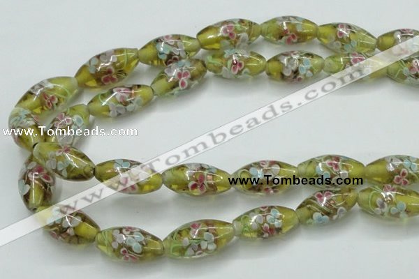 CLG868 15.5 inches 10*20mm rice lampwork glass beads wholesale