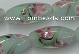 CLG870 15.5 inches 10*20mm rice lampwork glass beads wholesale