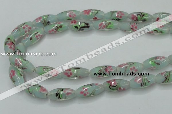 CLG870 15.5 inches 10*20mm rice lampwork glass beads wholesale