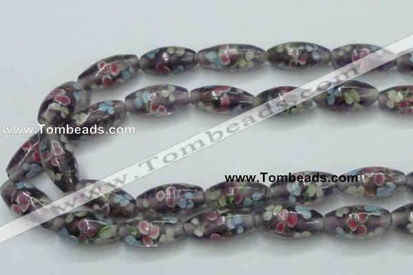 CLG871 15.5 inches 10*20mm rice lampwork glass beads wholesale