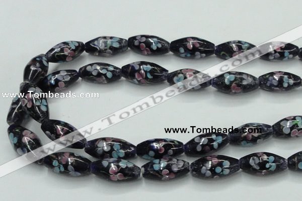 CLG872 15.5 inches 10*20mm rice lampwork glass beads wholesale