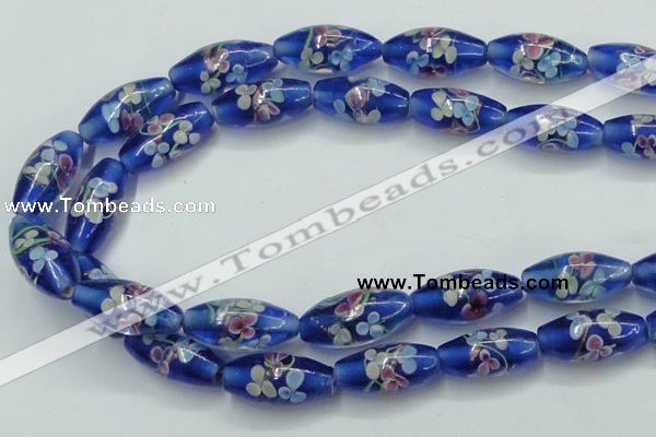 CLG874 15.5 inches 10*20mm rice lampwork glass beads wholesale