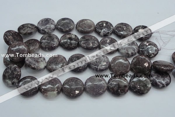 CLI02 15.5 inches 25mm flat round natural lilac jasper beads wholesale