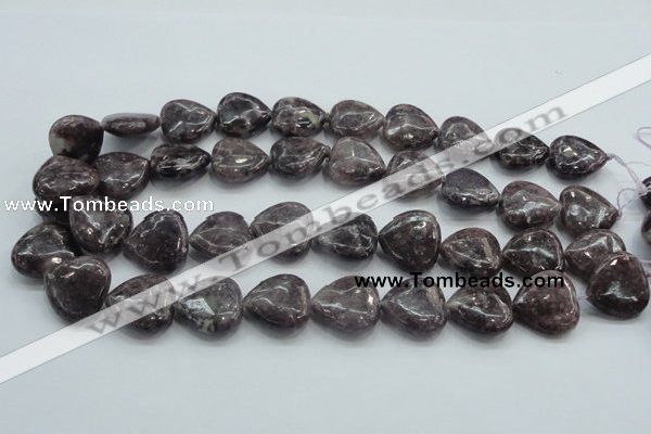 CLI03 15.5 inches 20*20mm heart natural lilac jasper beads wholesale