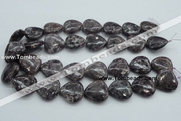 CLI04 15.5 inches 25*25mm heart natural lilac jasper beads wholesale