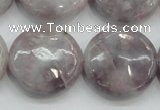 CLI57 15.5 inches 25mm flat round natural lilac jasper beads wholesale