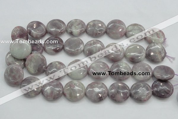 CLI57 15.5 inches 25mm flat round natural lilac jasper beads wholesale