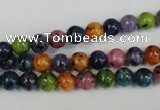 CLJ215 15.5 inches 6mm round mixed color dyed sesame jasper beads