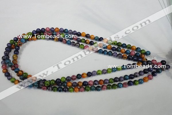 CLJ215 15.5 inches 6mm round mixed color dyed sesame jasper beads