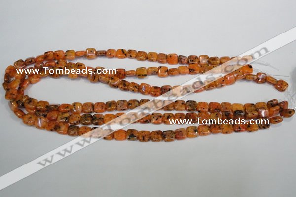 CLJ252 15.5 inches 8*8mm square dyed sesame jasper beads wholesale