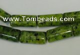 CLJ300 15.5 inches 8*16mm flat tube dyed sesame jasper beads wholesale