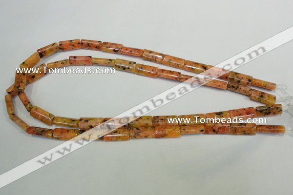 CLJ301 15.5 inches 8*16mm flat tube dyed sesame jasper beads wholesale