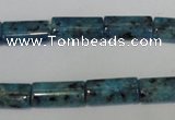 CLJ305 15.5 inches 8*16mm flat tube dyed sesame jasper beads wholesale