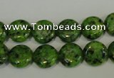 CLJ312 15.5 inches 12mm flat round dyed sesame jasper beads wholesale