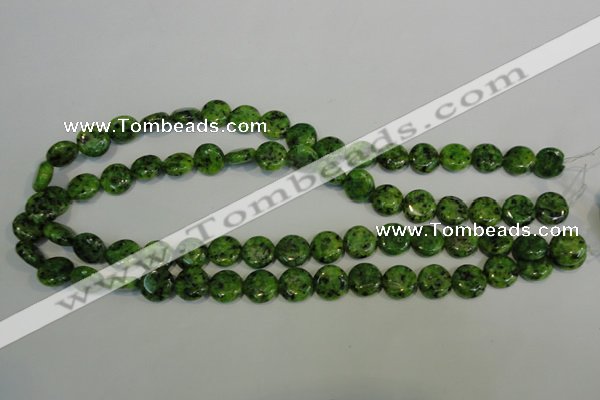 CLJ312 15.5 inches 12mm flat round dyed sesame jasper beads wholesale