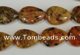 CLJ336 15.5 inches 13*18mm flat teardrop dyed sesame jasper beads