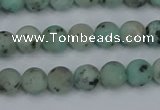 CLJ410 15.5 inches 4mm round matte sesame jasper beads wholesale