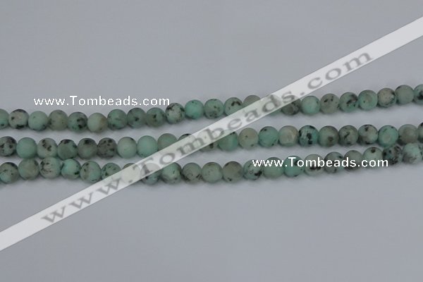 CLJ411 15.5 inches 6mm round matte sesame jasper beads wholesale