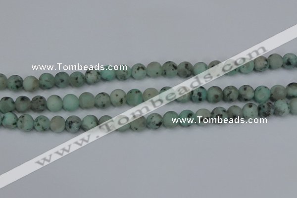 CLJ412 15.5 inches 8mm round matte sesame jasper beads wholesale