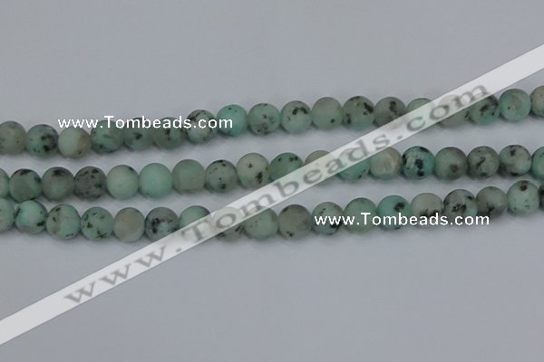 CLJ413 15.5 inches 10mm round matte sesame jasper beads wholesale