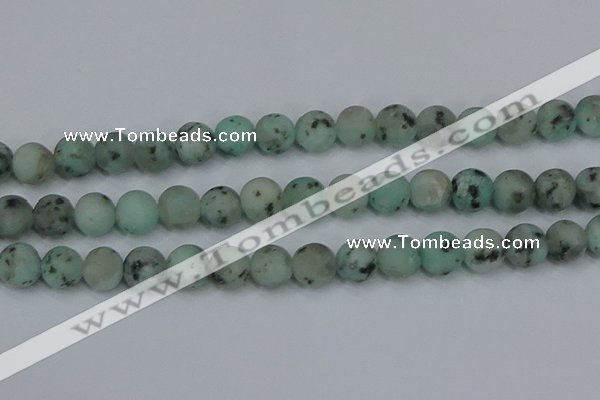 CLJ415 15.5 inches 14mm round matte sesame jasper beads wholesale