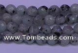 CLJ420 15.5 inches 4mm faceted round sesame jasper beads