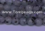 CLJ421 15.5 inches 6mm faceted round sesame jasper beads