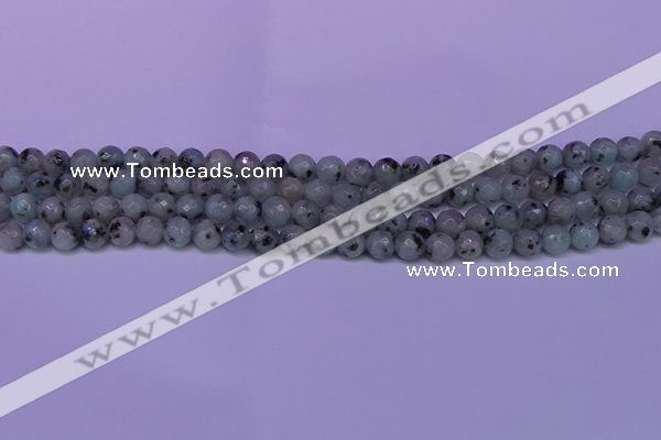 CLJ421 15.5 inches 6mm faceted round sesame jasper beads