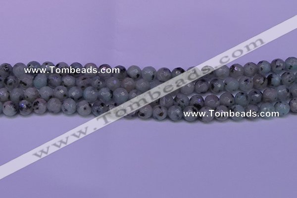 CLJ422 15.5 inches 8mm faceted round sesame jasper beads