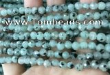 CLJ430 15.5 inches 6mm faceted round sesame jasper beads