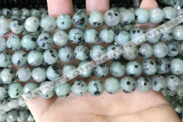 CLJ431 15.5 inches 8mm faceted round sesame jasper beads