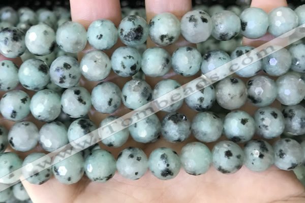 CLJ433 15.5 inches 12mm faceted round sesame jasper beads