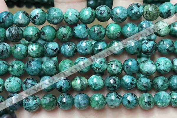 CLJ559 15.5 inches 6mm,8mm,10mm & 12mm faceted round sesame jasper beads