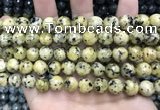 CLJ570 15 inches 10mm faceted 

round sesame jasper beads