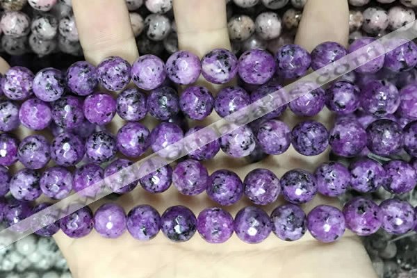 CLJ571 15 inches 10mm faceted 

round sesame jasper beads