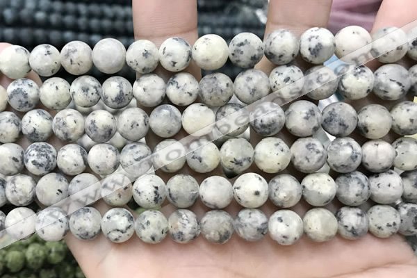 CLJ580 15 inches 8mm round matte sesame jasper beads