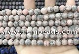 CLJ581 15 inches 8mm round matte sesame jasper beads