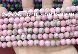 CLJ582 15 inches 8mm round matte sesame jasper beads