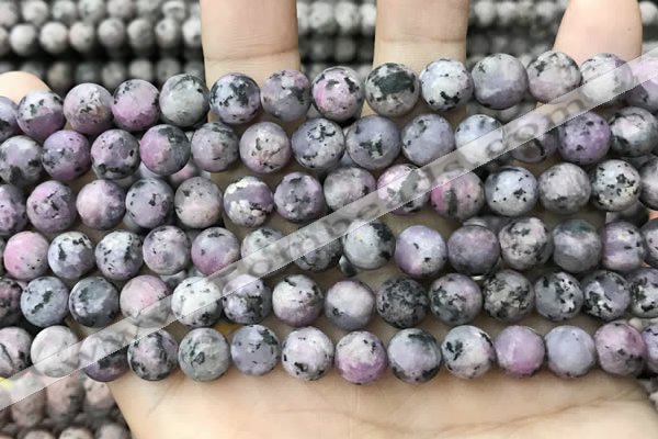 CLJ585 15 inches 8mm round matte sesame jasper beads