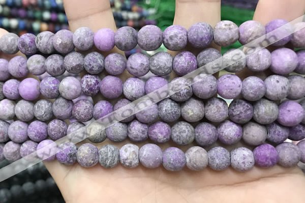 CLJ586 15 inches 8mm round matte sesame jasper beads